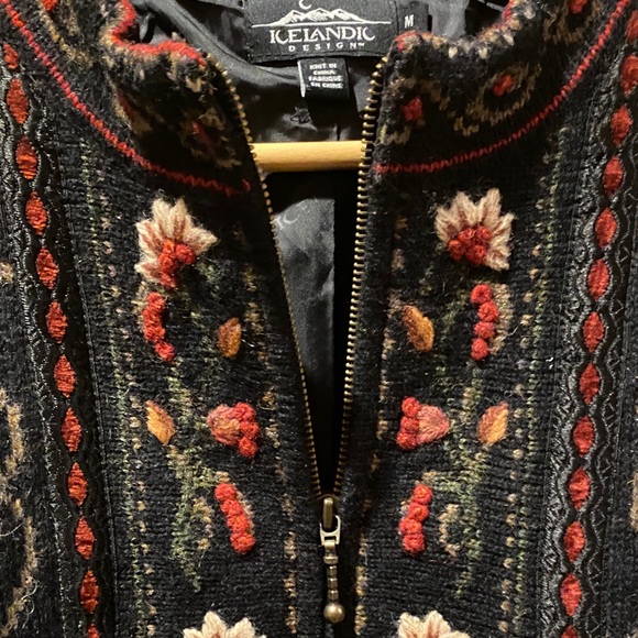 Dark Gray Embroidered Wool Jacket with Floral Detail - Picture 5 of 6